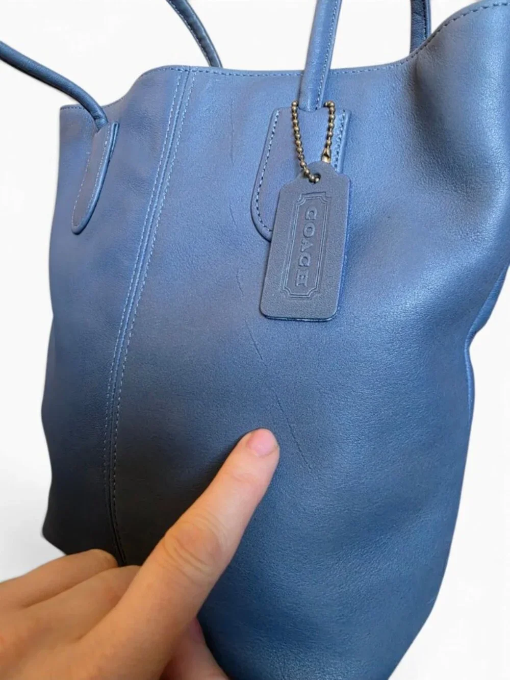 Vintage Coach 4068 Lunch Tote Blue Glove Leather NWT USA Authenticated COA